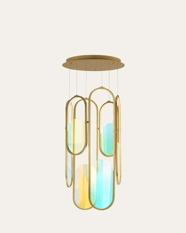 Trance 39" 6-Light Dichroic Glass Chandelier